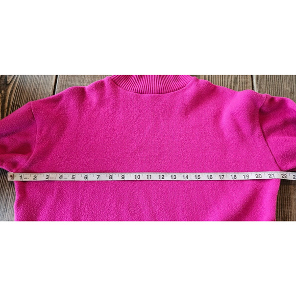 Zara Sweater Womens Small Pink Rib Mock Neck Boxy Oversized Cropped Retro Fun - Picture 6 of 8